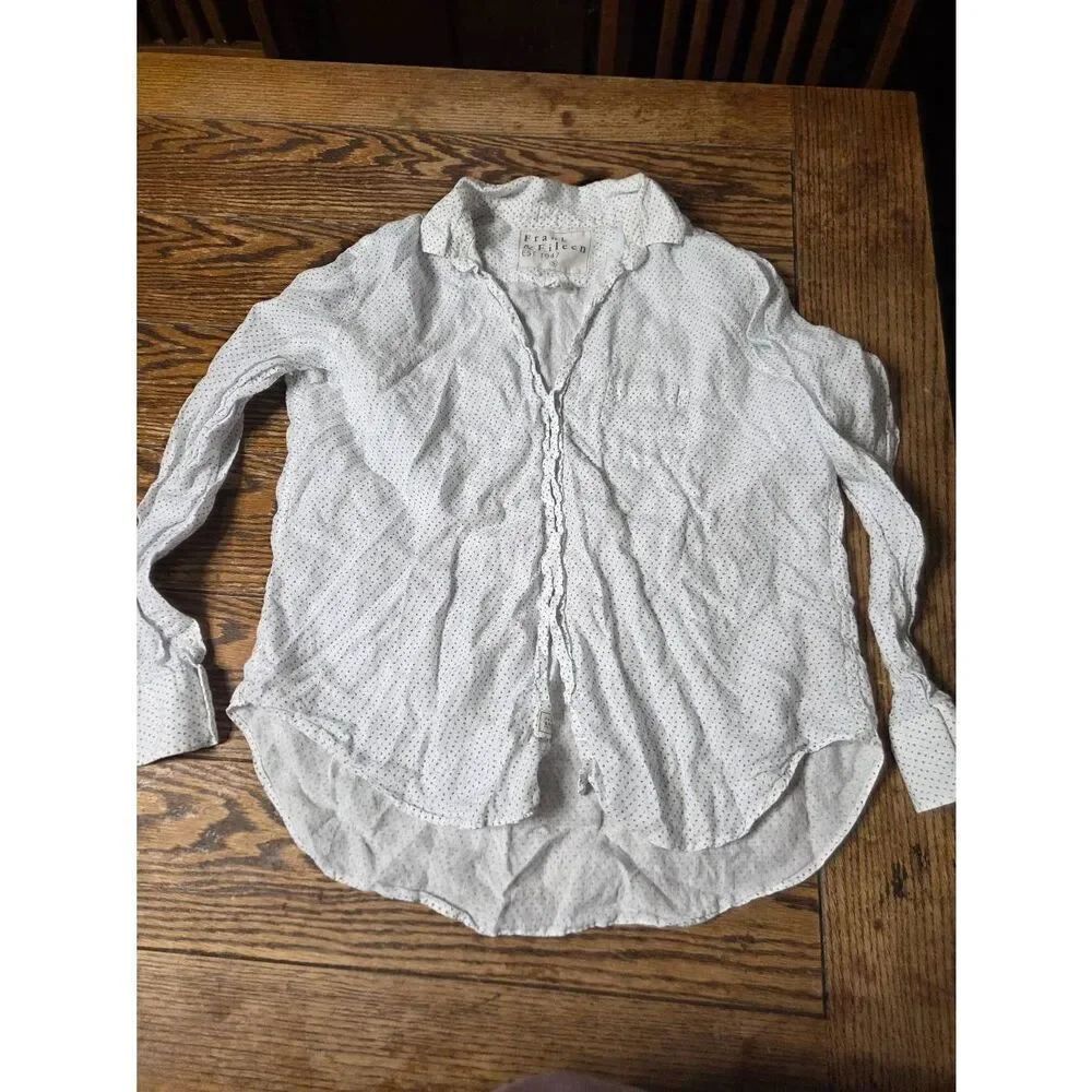 Frank&Eileen Eileen linen words button down shirt sz Small